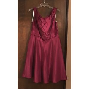 Boat neck tea length dress in Sangria, size 16